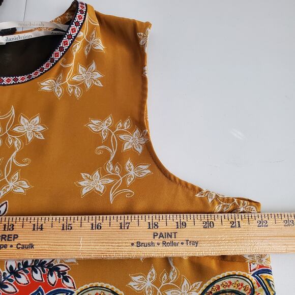 Women Boho Tassel Sleeveless Top Blouse XL Floral Colorful Casual Career Artsy - Picture 5 of 9